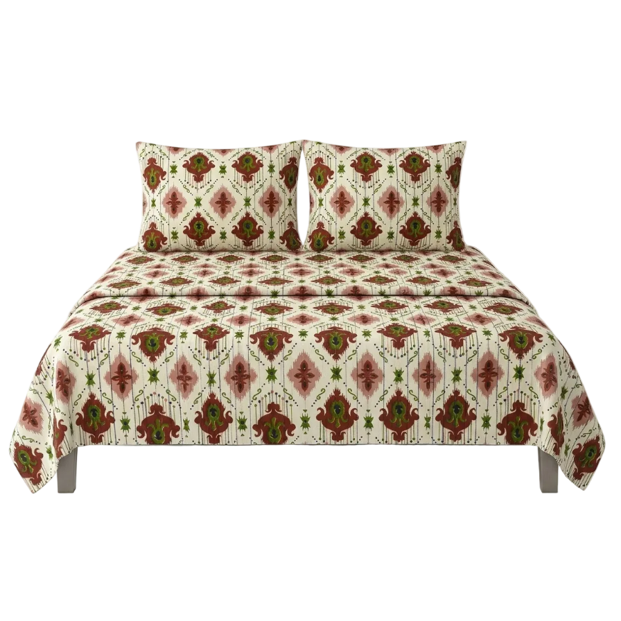 Patola Off-White Maroon Design Bedsheets Set