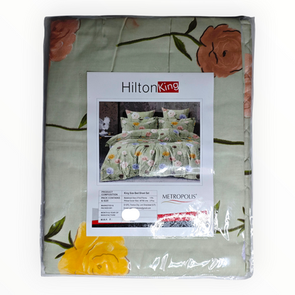Hiltonking Green Flowery Bedsheet Set