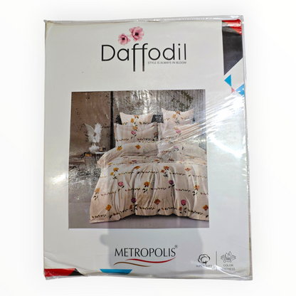 Metropolis Daffodil Super Soft Bedsheet Set (Peach Floral)