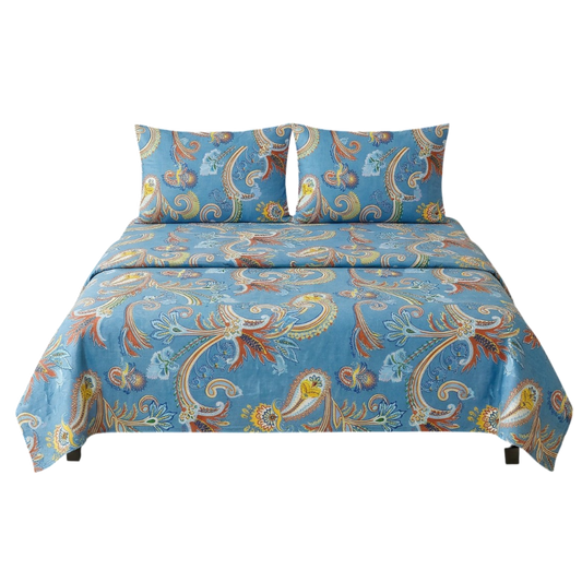 Galaxy Blue Flower Bedsheet Set