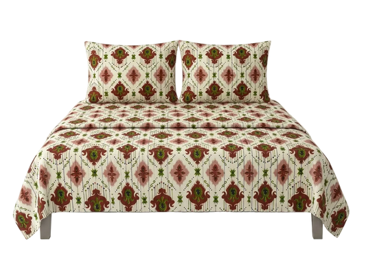 Patola Off-White Maroon Design Bedsheets Set