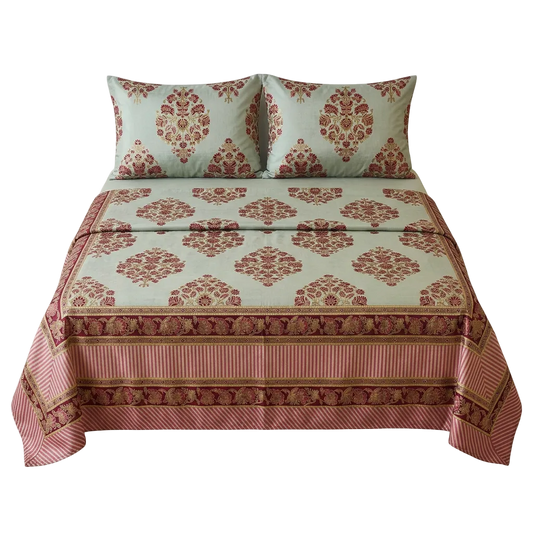 Metropolis Off-white Gold Pink Bedsheet Set
