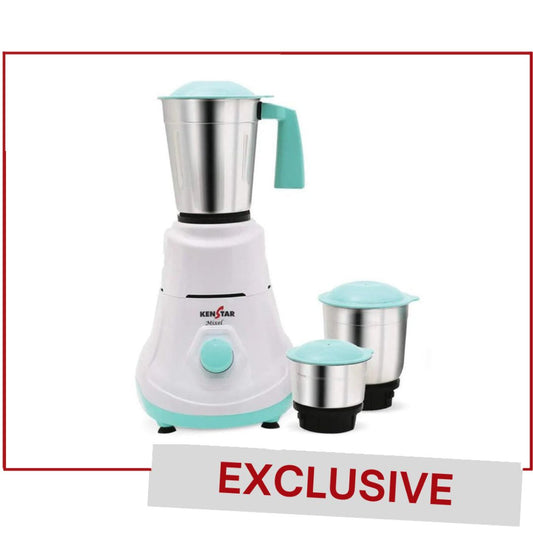 Kenstar KMMIX50N3S-DBB 500W Mixer Grinder, White, Aqua Green